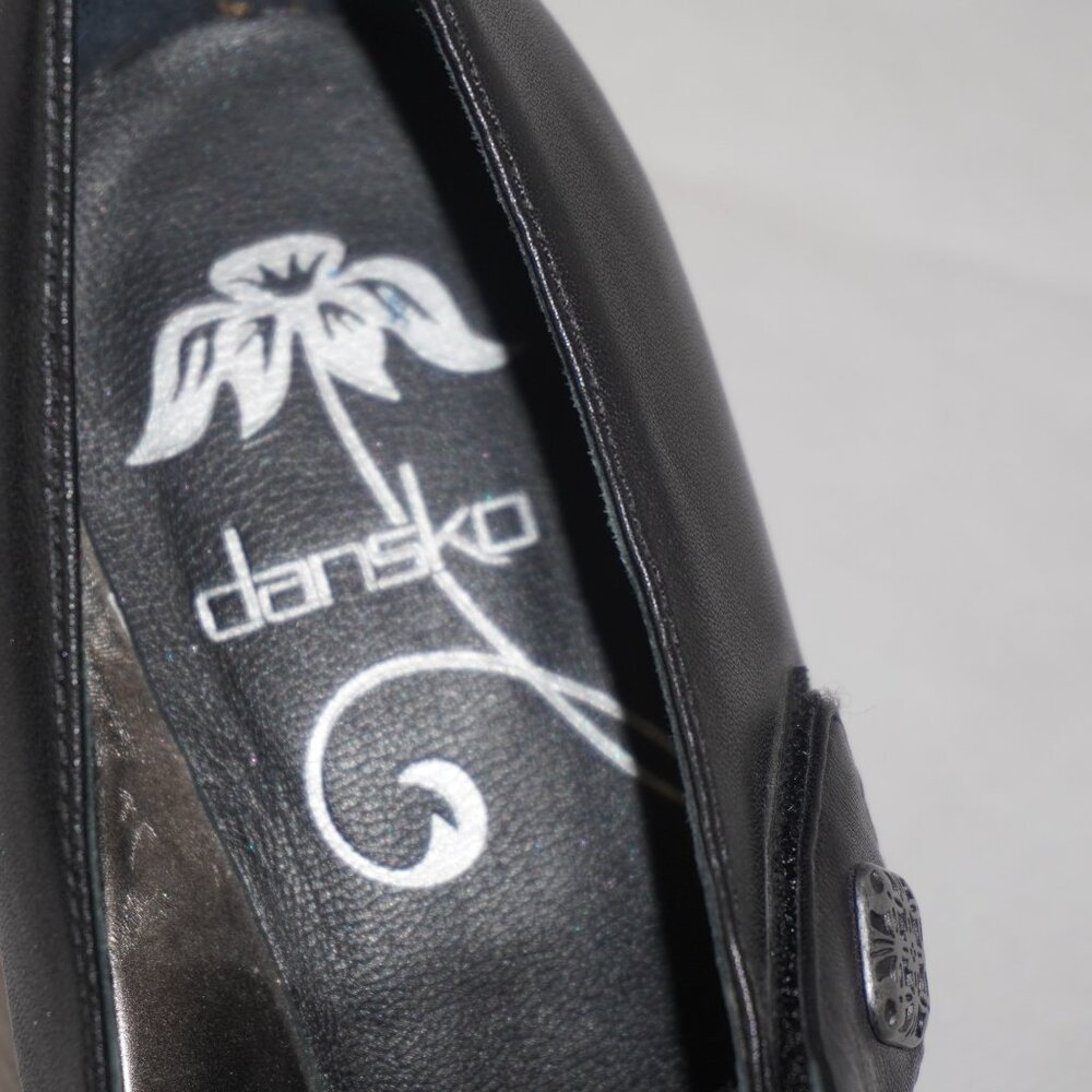 Dansko Black Leather Mary Jane Asymmetrical Strap Block Heels EU 37 6.5/7 - Picture 8 of 13